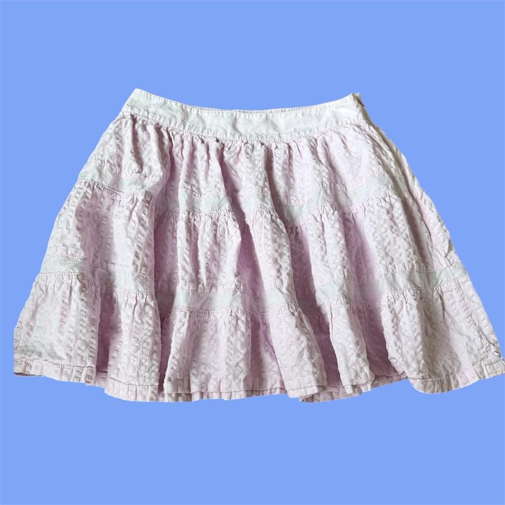 Metersbonwe pink crinkled cotton mini skirt